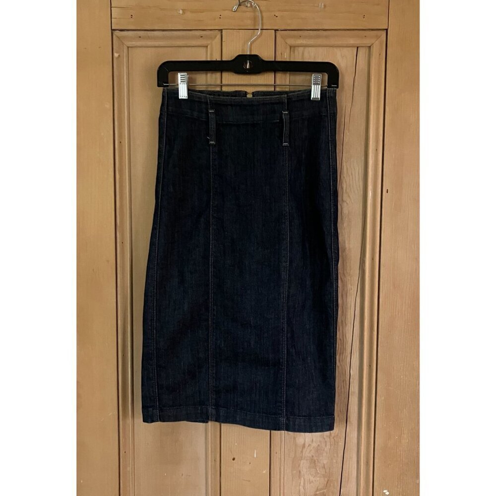 Seven 7 For All Mankind Womens Dark Denim Slit Pencil Skirt Size 27 Blue AN EXC